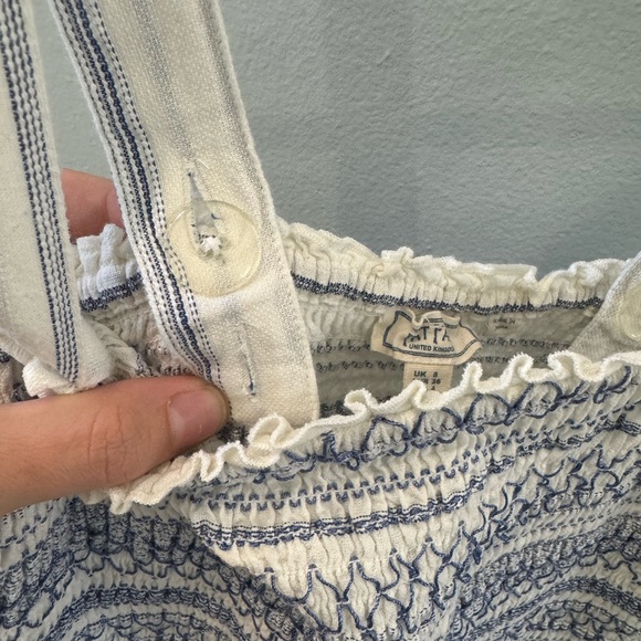 Fat Face Blue and White Smocked Dress - Picture 4 of 5